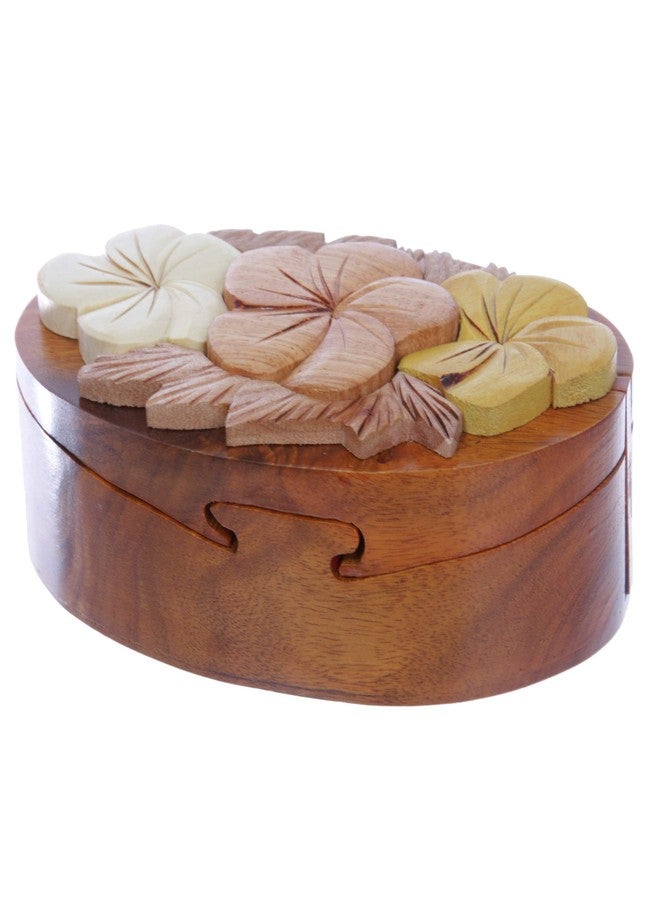Beltiscool Handcrafted Wooden Flowers Shape Oval Secret Jewelry Puzzle Box - Flowers - Image 2